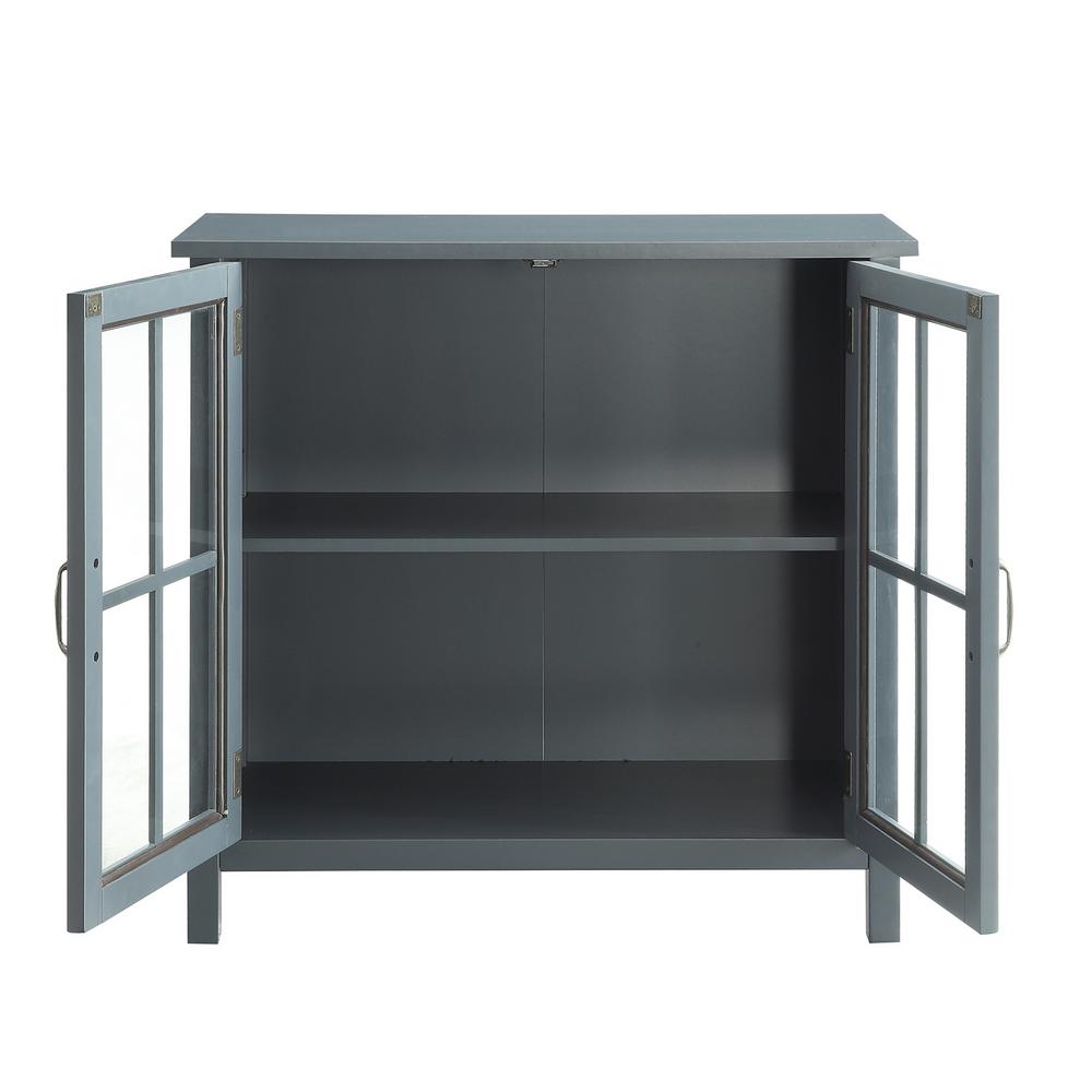 Usl Olivia Grey Accent Cabinet With 2 Glass Doors Sk19087c2 Gy