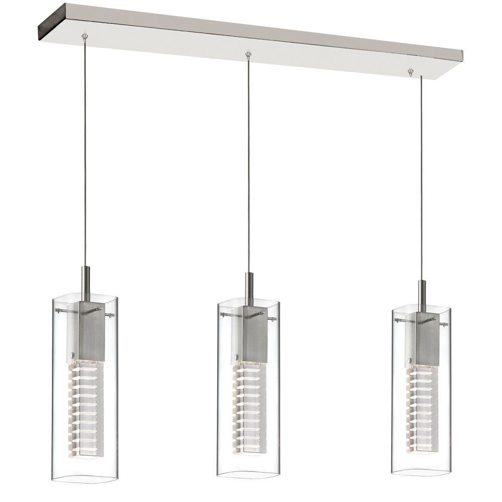 Cer Pendant Lights Lighting The Home Depot Pentalogue 3 Light Polished Chrome Horizontal Pendant With Laser Cut Crystal