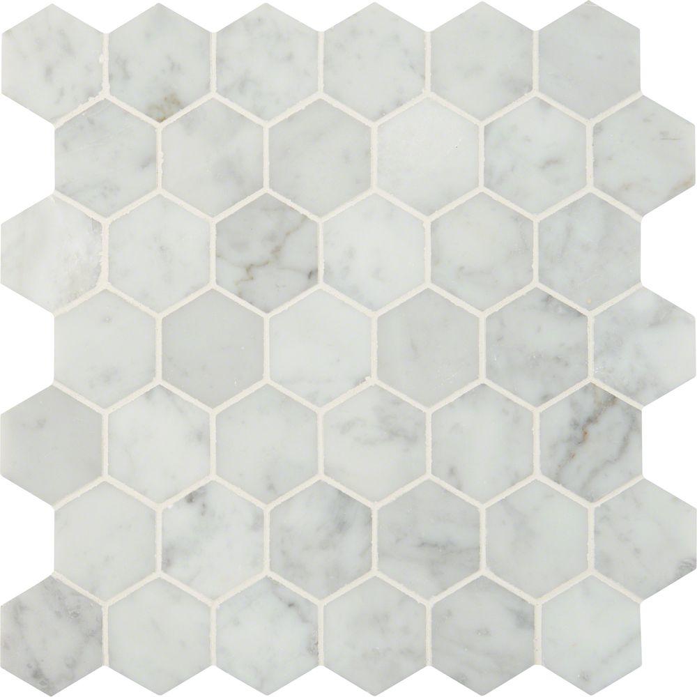 MSI Carrara  White Hexagon  12 in x 12 in x 10 mm Polished 