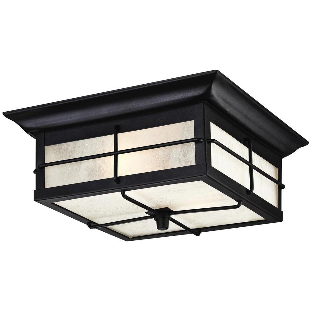 Westinghouse Orwell 2 Light Textured Black Outdoor Flushmount Westinghouse Orwell 2 Light Textured