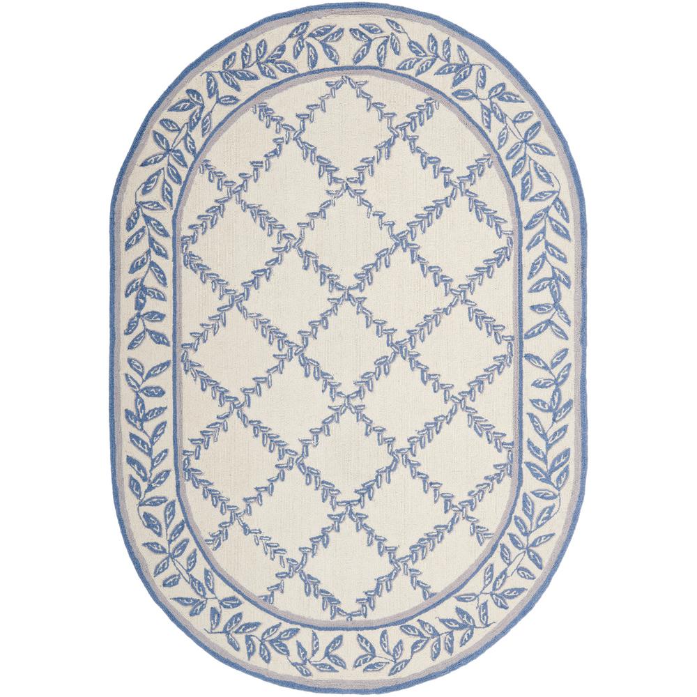 Safavieh Chelsea Ivory/Blue 7 ft. 6 in. x 9 ft. 6 in. Oval Area RugHK230A8OV The Home Depot