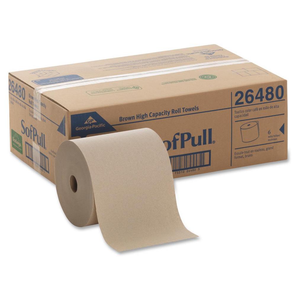 350 Length x 7.875 Width Georgia-Pacific Envision 26008 Brown Hardwound Roll Paper Towel Case of 12 Rolls 2 Core Size