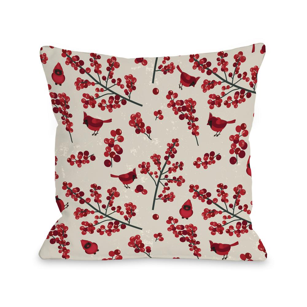 Cardinal Red Tan Graphic Polyester 16 In X 16 In Throw Pillow