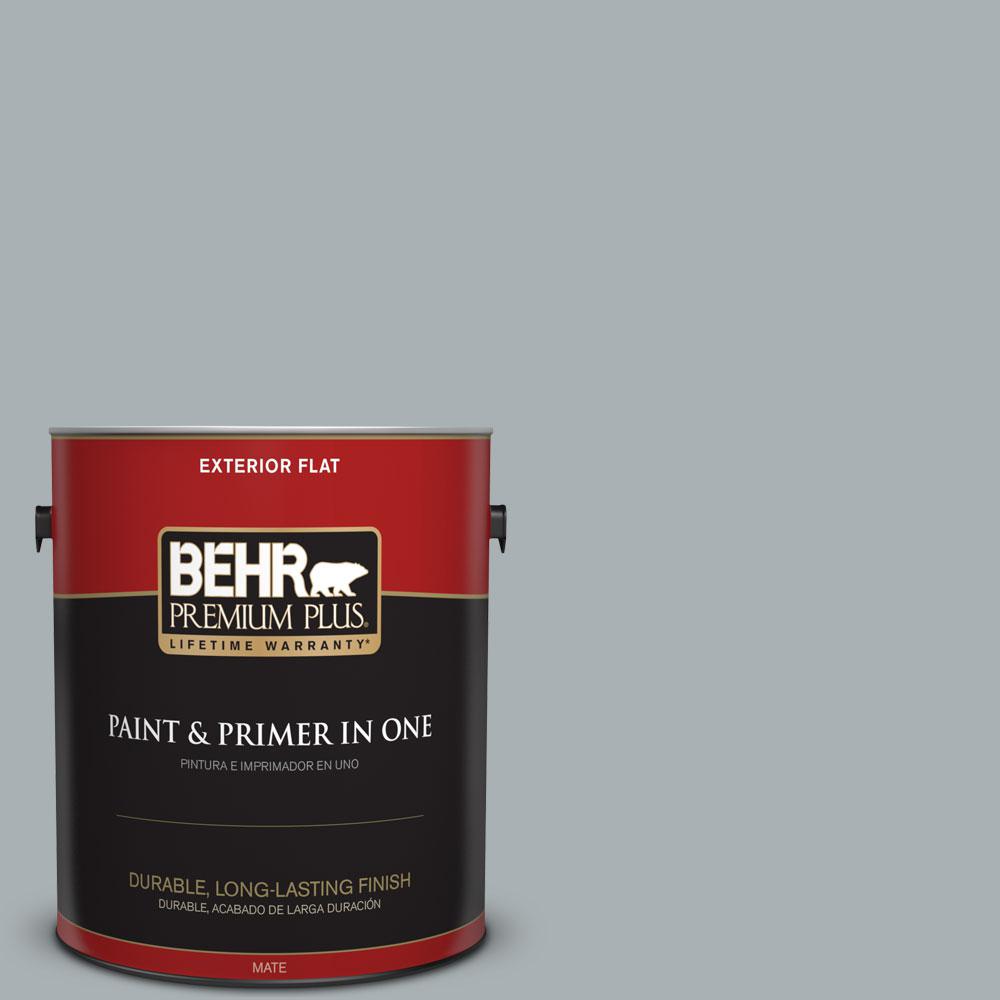 BEHR Premium Plus 1gal. 730F4 Flint Smoke Flat Exterior Paint440001 The Home Depot