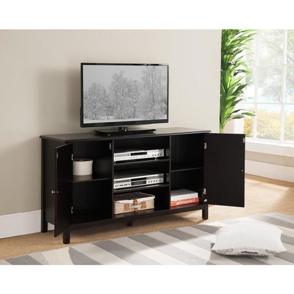 Kings Brand Furniture Black Tv Stand With 2 Cabinets And Shelves