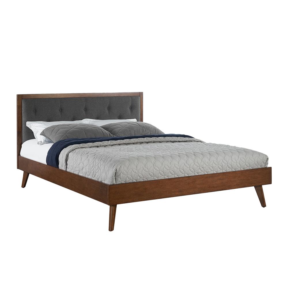 Linon Home Decor Mid Century Platform Queen Upholstered Bed Thd02018 Linon Home Decor Mid Century Platform Queen Upholstered Bed