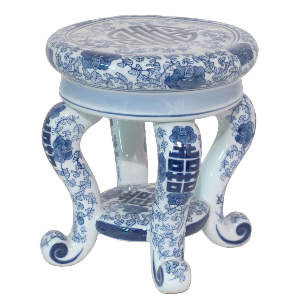 Three Hands Blue And White Ceramic Plant Stand 77344 The Home Depot Three Hands Blue And White Ceramic Plant Stand