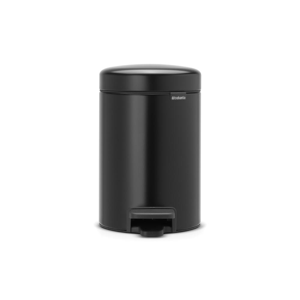 Brabantia 0.8 Gal. Matt Black Steel StepOn Trash Can113321 The Home Depot
