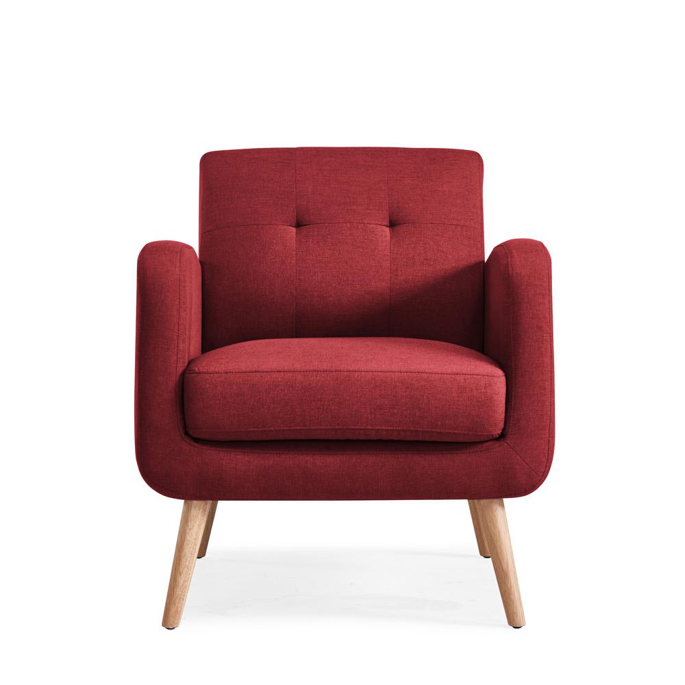 Handy Living Kingston Burgundy Red Linen Mid Century Modern Arm Kingston Burgundy Red Linen Mid Century Modern Arm Chair