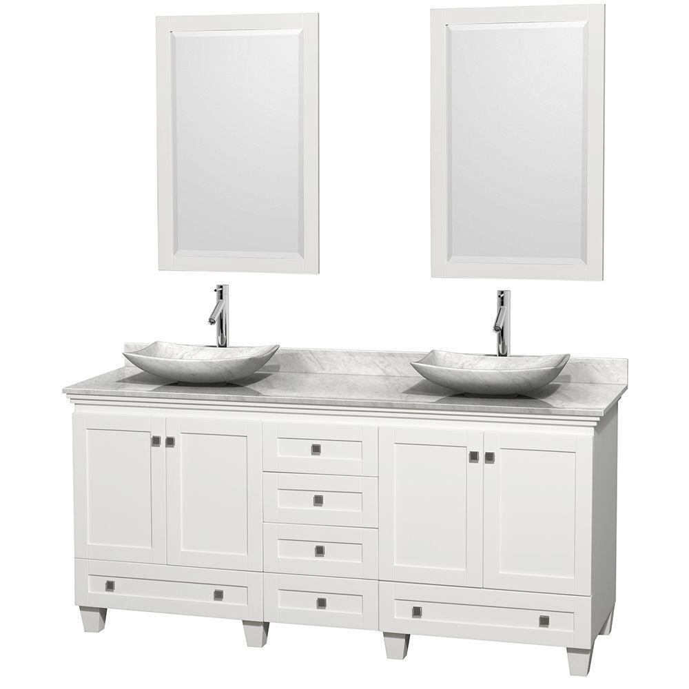 Wyndham Collection Acclaim 72 inch W Double Vanity in White with Marble Vanity... by Wyndham Collection
