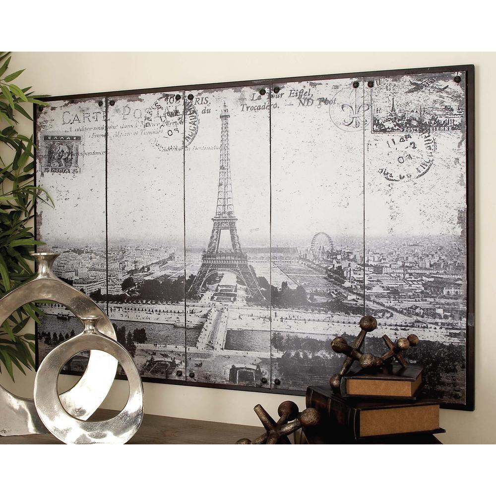 48 In X 31 Paris Inspired Gray Scale Eiffel Tower Postcard Wall Decor