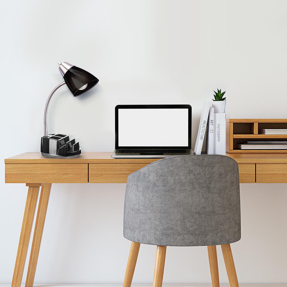 desk lamp with organizer and outlet