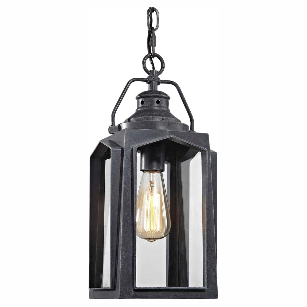 Outdoor Lighting Exterior Light Fixtures At The Home Depot 1 Light Charred Iron Um Outdoor Hanging Pendant