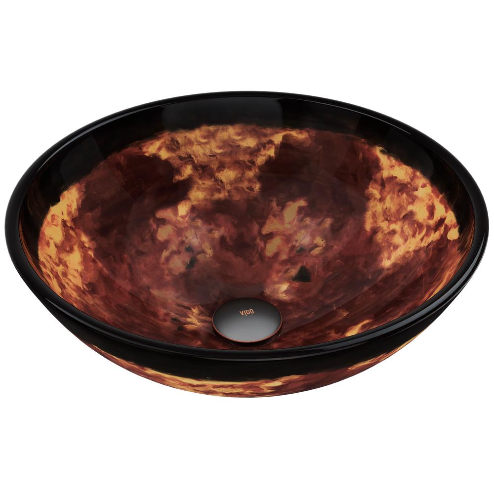 Vigo Auburn And Mocha Fusion Handmade Countertop Glass Round