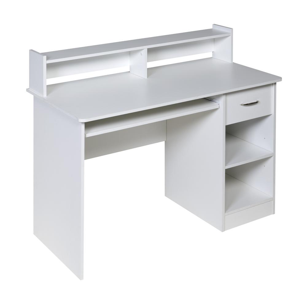 Onespace 43 25 In White Rectangular 1 Drawer Computer Desk With