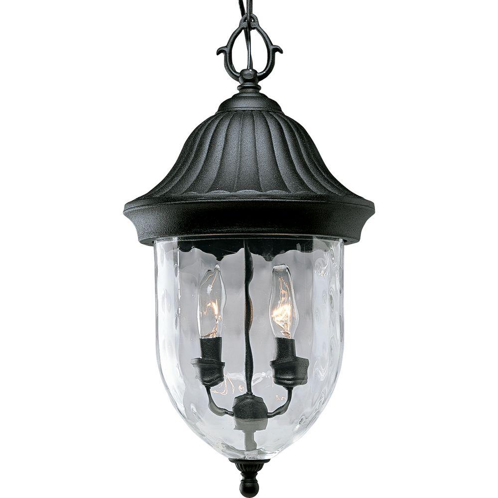 Progress Lighting Coventry Collection 2 Light Textured Black Outdoor Hanging Lantern