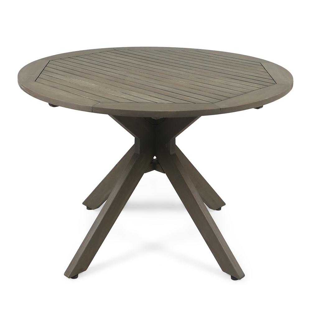 Le House Stamford Gray Round Wood Outdoor Dining Table With X Stamford Gray Round Wood Outdoor Dining Table With X Base