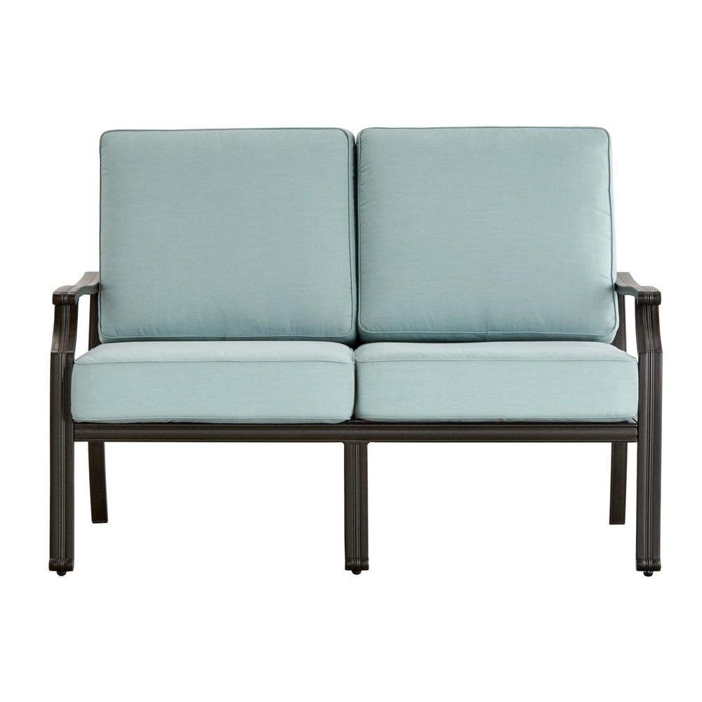 Homesullivan Thoren Aluminum Outdoor Loveseat With Sunbrella Blue with Outdoor Loveseats Homesullivan Thoren Aluminum Outdoor Loveseat With Sunbrella Blue with Outdoor Loveseats