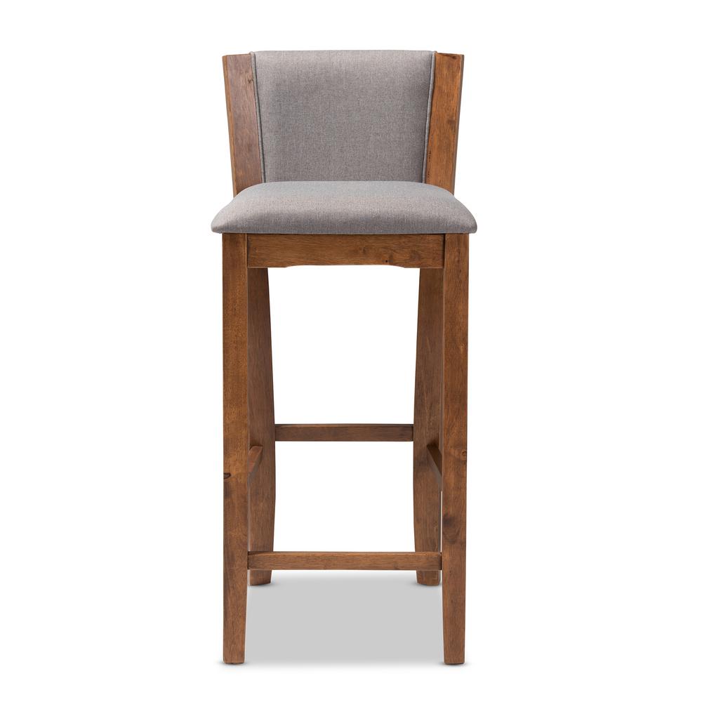 Baxton Studio Tiago 39 In Gray And Walnut Bar Stool Set Of 2 151 Gray And Walnut Bar Stool Set Of 2