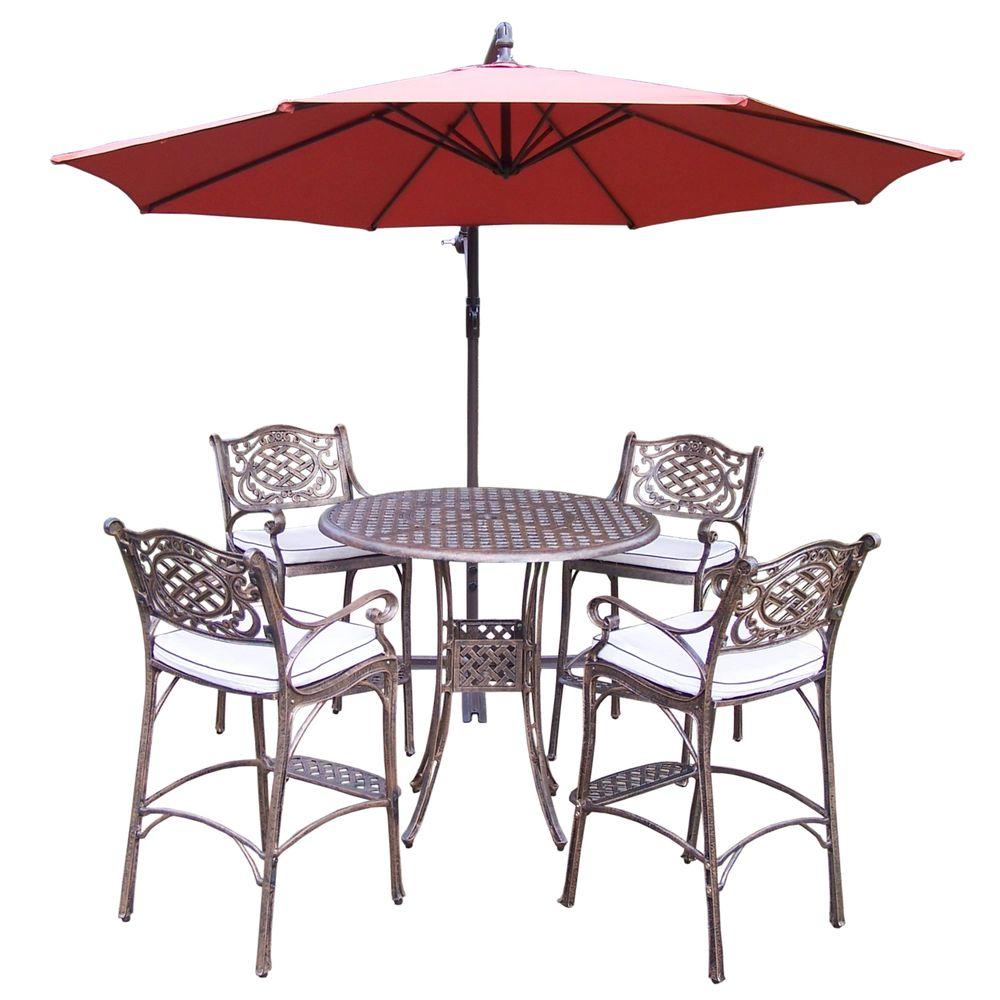 Oakland Living 6 Piece Cast Aluminum Patio Bar Height Dining Set