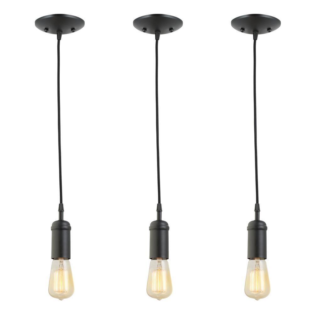 Globe Electric 1 Light Black Vintage, Cloth Covered Lamp Cord Home Depot