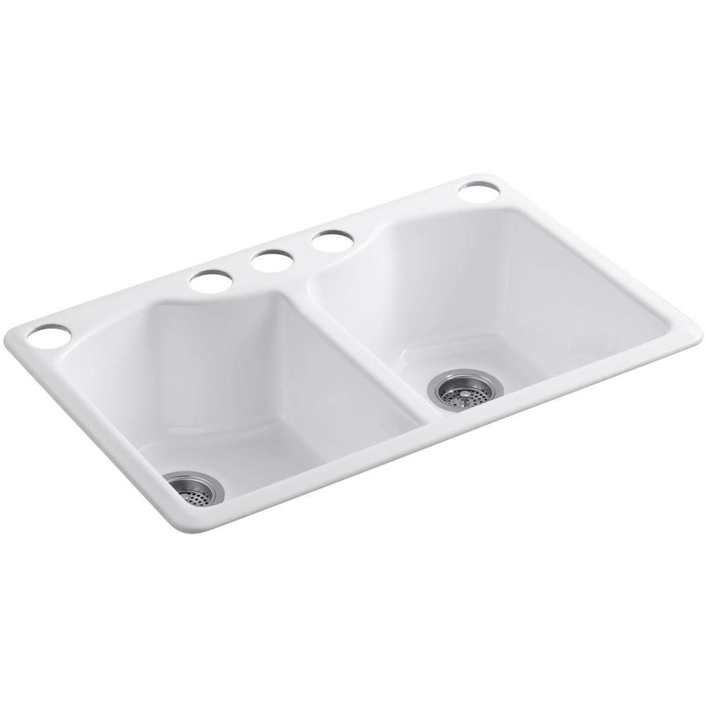 KOHLER Bellegrove Undermount Cast-Iron 33 in. 5-Hole ...