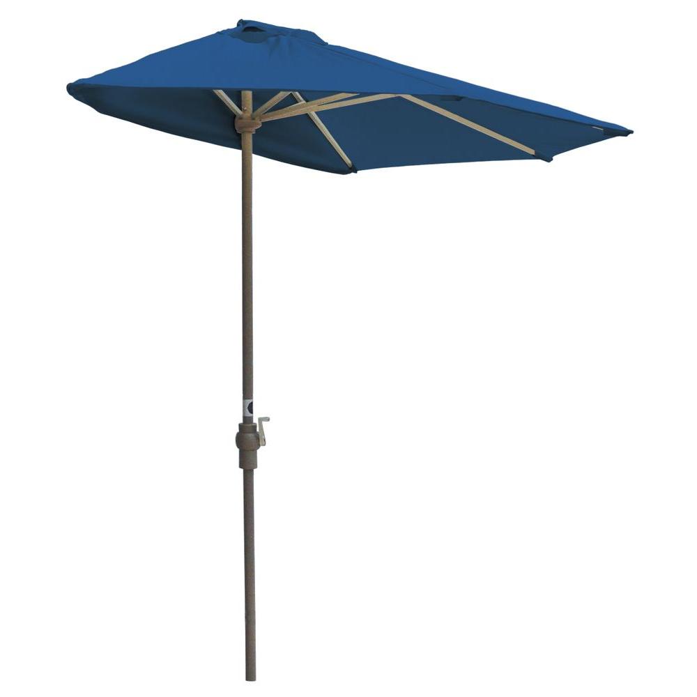 Blue Star Group Off The Wall Brella 9 Ft Patio Half Umbrella In Blue Olefin Otwb 9ob The Home Depot