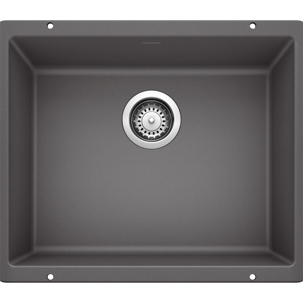 Blanco Precis Undermount Granite Composite 29 75 In 50 50 Double Bowl Kitchen Sink In Cinder 519050 The Home Depot