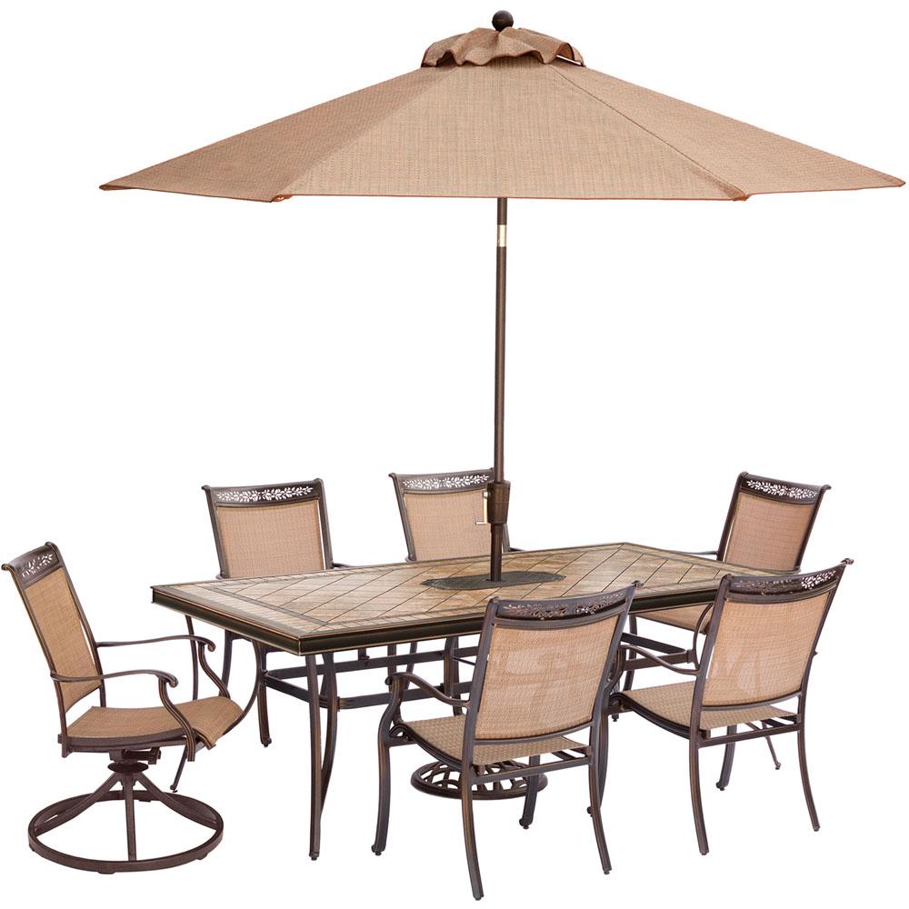 Hanover Fontana 7-Piece Aluminum Rectangular Outdoor Dining Set with Tile-Top... by Hanover