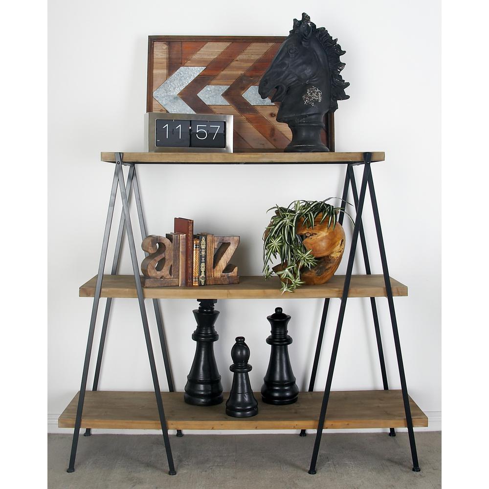 Light Brown Garage Storage Shelves Racks The Light Brown 3 Tier Shelf With Polished Black Iron Legs