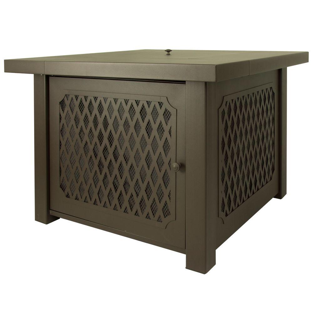 Pleasant Hearth Huxley 38 In Lattice Gas Fire Pit Table In Bronze