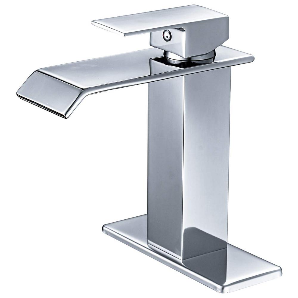 Boyel Living Waterfall Commercial Spout 1 Hole Single Handle Bathroom Sink Faucet In Oil Rubbed Chrome Deck Mount Lavatory Bwe A 96004 Ce The Home Depot
