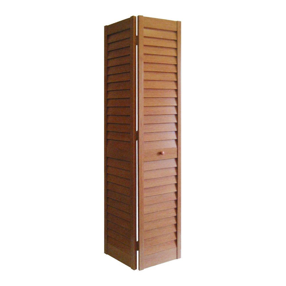Home Fashion Technologies 36 in. x 80 in. 3 in. Louver/Louver Golden Oak PVC Composite Interior