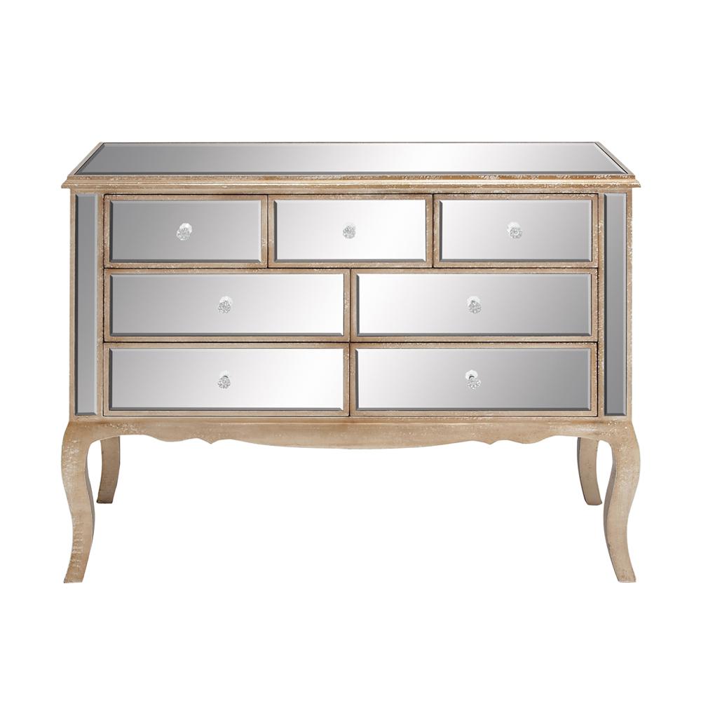 Litton Lane 44 In X 34 In Rectangular 7 Drawer Wood And Mirrored