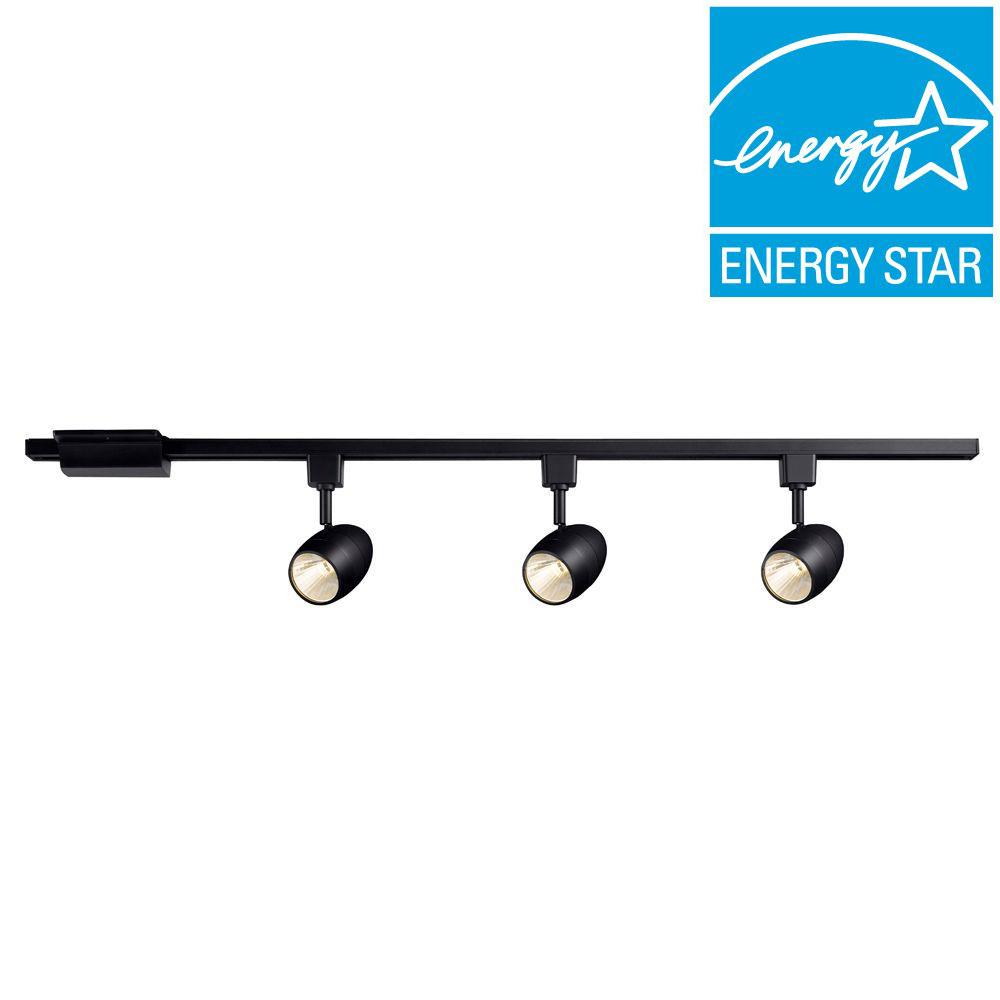 Black Hampton Bay Integrated Led Track Lighting Kits 3 Light Black Dimmable Led Track Lighting Kit