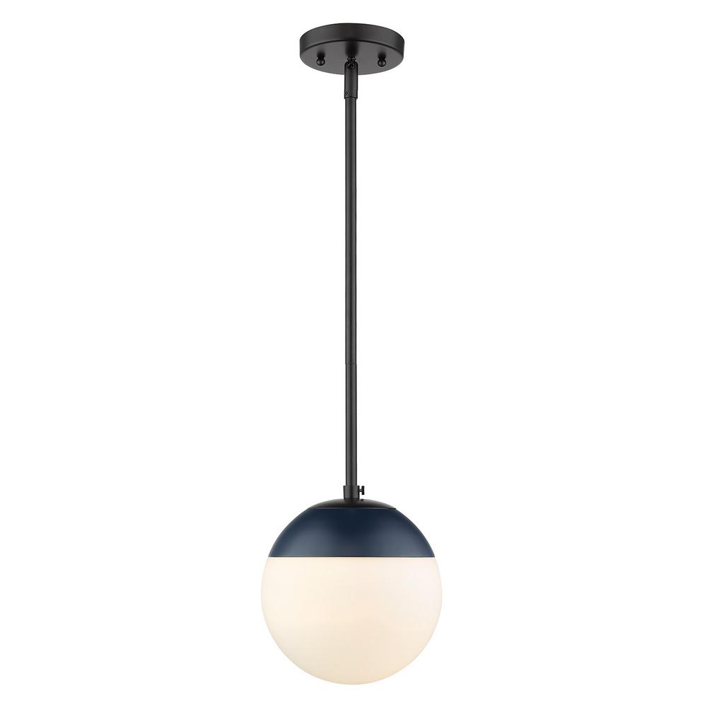 Golden Lighting Dixon 1 Light Black With Opal Gl And Navy Cap Dixon 1 Light Black With Opal Gl
