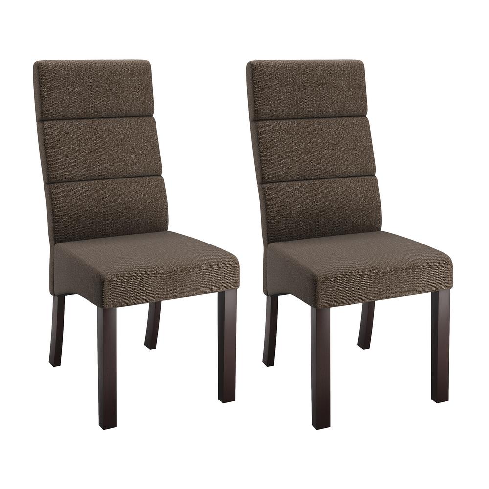 Corliving Antonio Brown Upholstery Tall Back Dining Chairs Set Of 2 Dpp 390 C The Home Depot