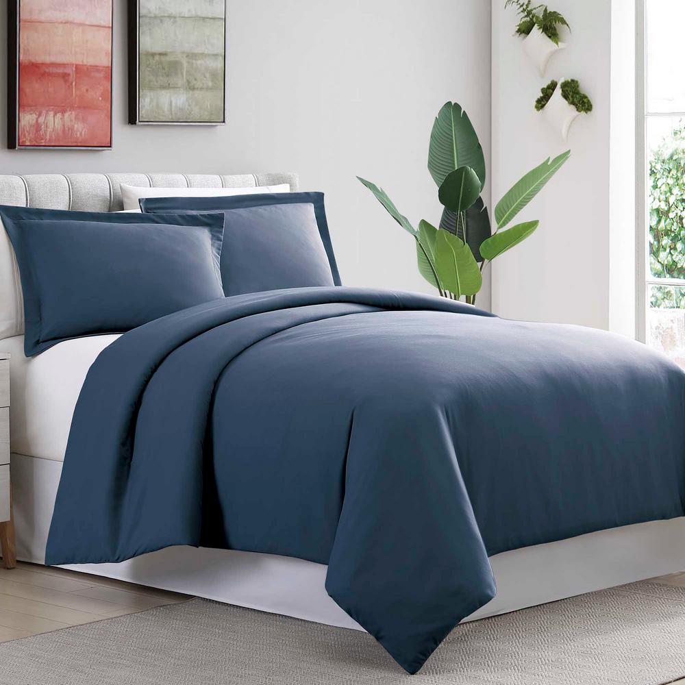 Modern Threads 3 Piece Navy Queen Duvet Cover Set 3d100mfe Nvy Qn