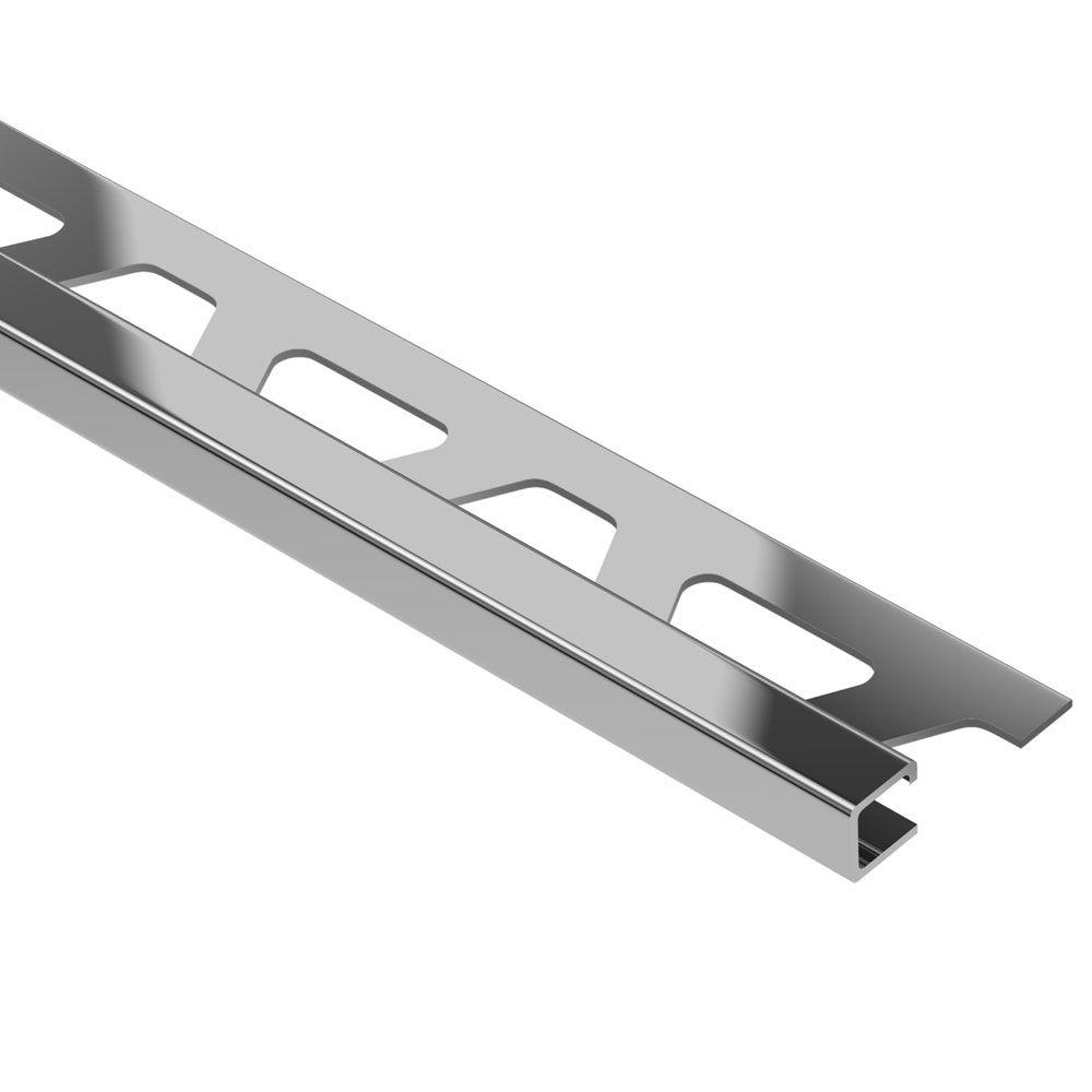 Schluter Quadec Stainless Steel 3 8 In X Ft 2 1 Metal Square Edge Tile Edging Trim Q100e The Home Depot Metal Square Edge Tile Edging Trim