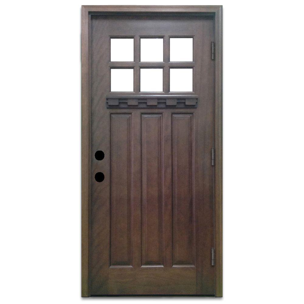 Steves Sons 36 In X 80 In Craftsman 6 Lite Stained Mahogany