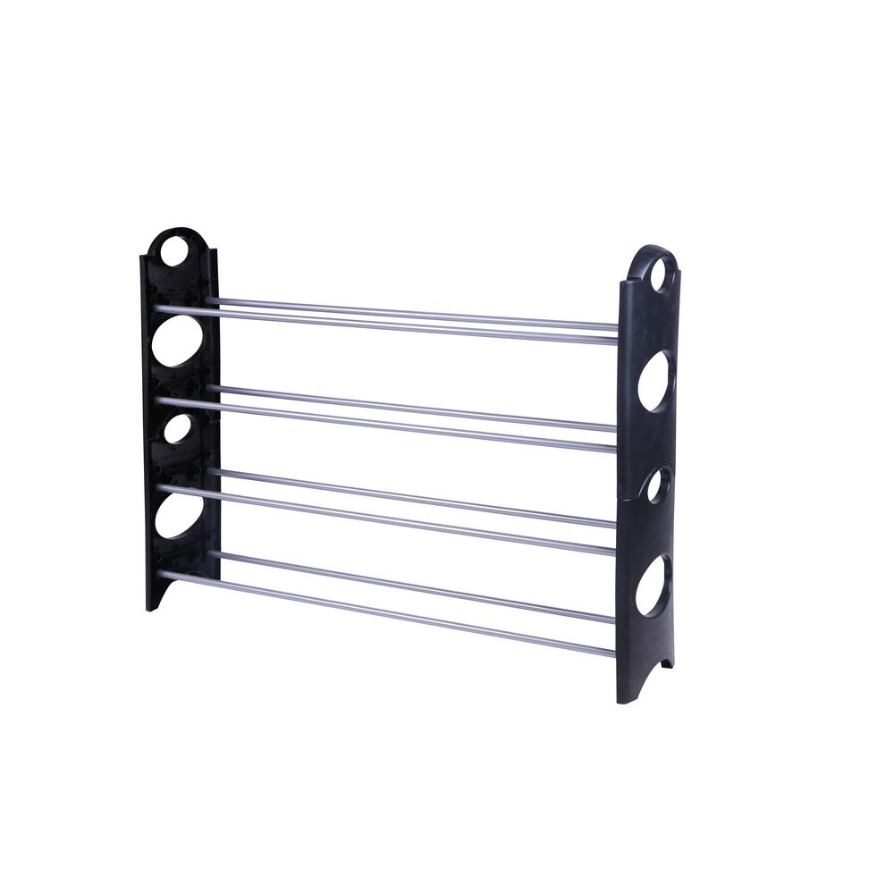 black metal shoe rack