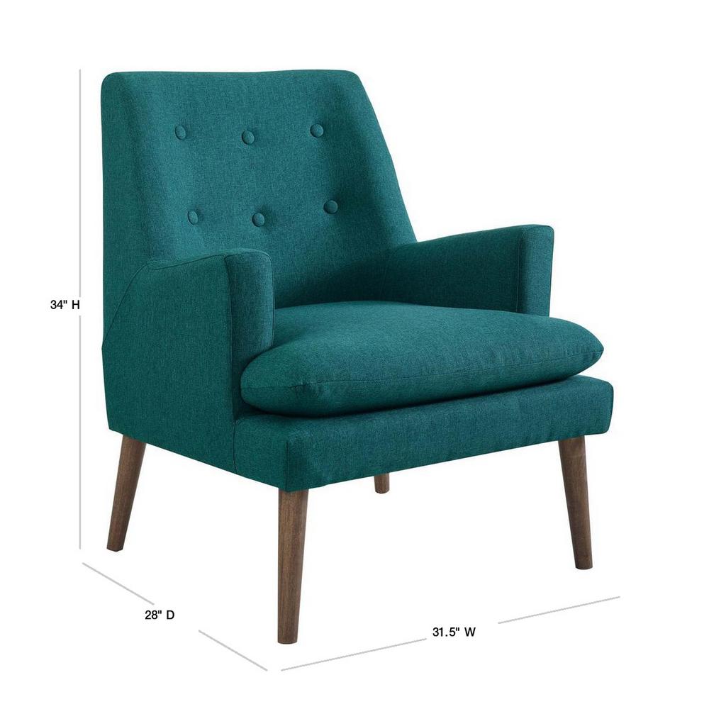 Modway Leisure Upholstered Lounge Chair In Teal Eei 3048 Tea The Home Depot