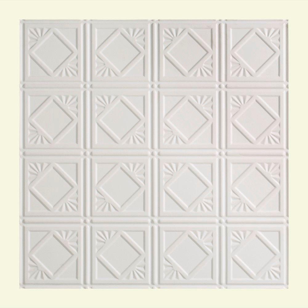 Fasade Traditional 4 - 2 ft. x 2 ft. Lay-in Ceiling Tile in Gloss White ...