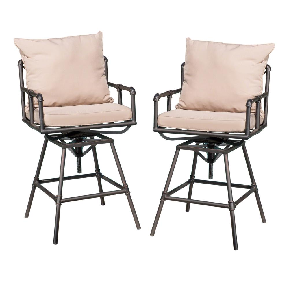 Noble House Derek Swivel Metal Outdoor Bar Stool 2 Pack 66969