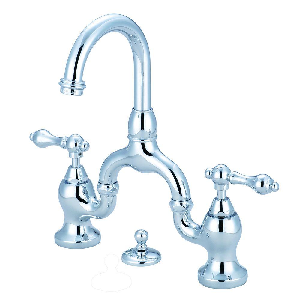 Kingston Brass 8 In Widespread 2 Handle High Arc Bridge Bathroom Faucet In Polished Chrome
