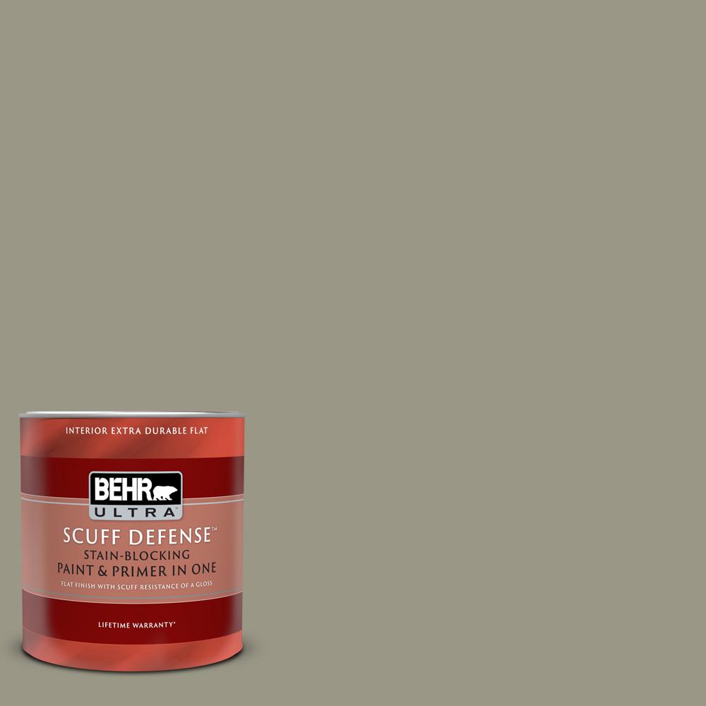 BEHR ULTRA SCUFF DEFENSE 1 Qt. #PPU8-20 Dusty Olive Extra Durable Flat ...