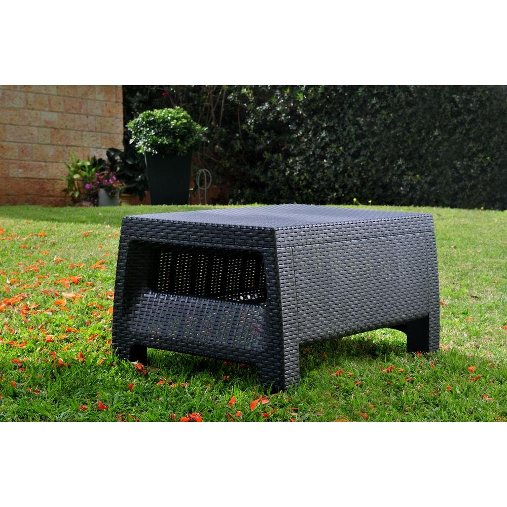 Keter Corfu Charcoal All Weather Patio Coffee Table 205070 The Home Depot