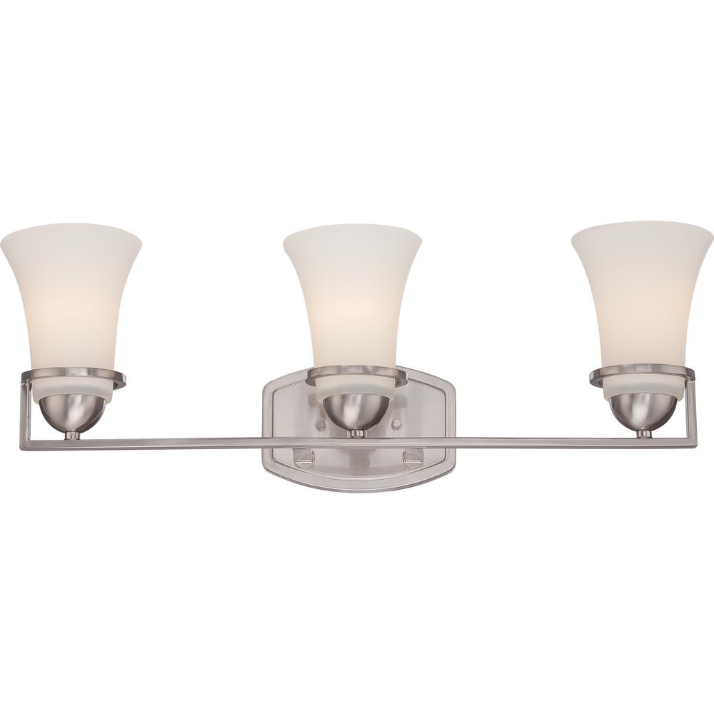 Nevel - 3 Light Vanity Fixture w/ Satin White Glass