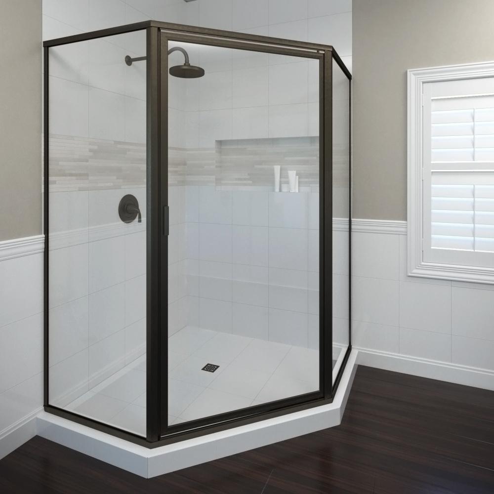 American Standard Prestige 24 In X 68 1 2 In Framed Neo Angle Hinged Shower Door In Oil Rubbed Bronze With Clear Glass