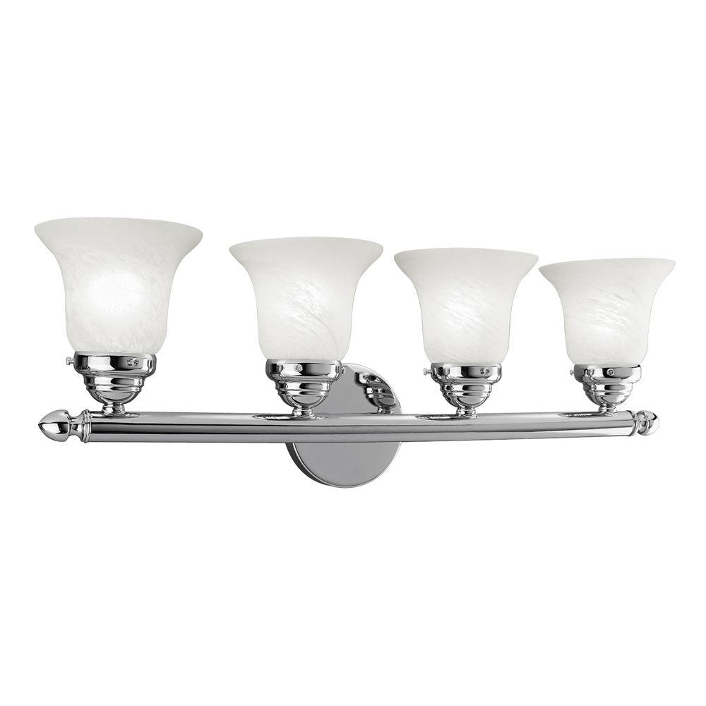 Livex Lighting 4Light Chrome Bath Light with White Alabaster Glass